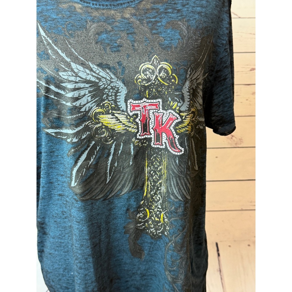 Toby Keith T-Shirt Medium Burnout Cross Wings Country Rock Womens Tee Shirt